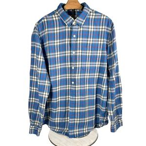 Women's | American Eagle | Blue Plaid Seriously Soft Button Up Top Shirt -